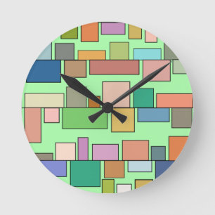 Horloge Ronde Boho Rectangles