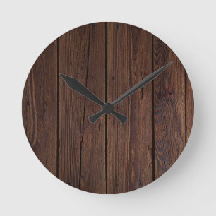 Horloge Ronde Bois Brown foncé rustique clôture en bois Style 