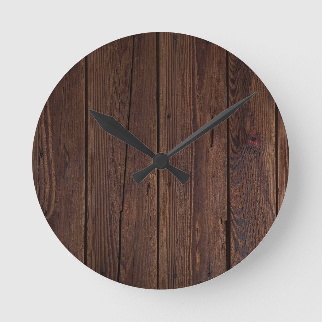 Horloge Ronde Bois Brown foncé rustique clôture en bois Style ch (Recto)