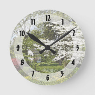 Horloge Ronde Bois de chien en fleurs