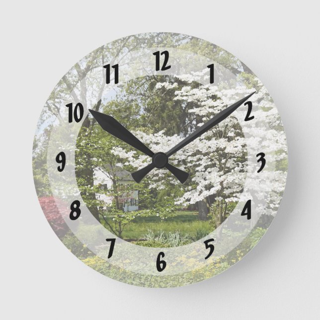 Horloge Ronde Bois de chien en fleurs (Recto)