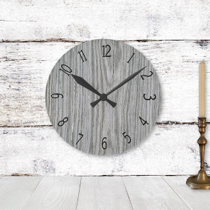 Horloge Ronde Bois gris Faux