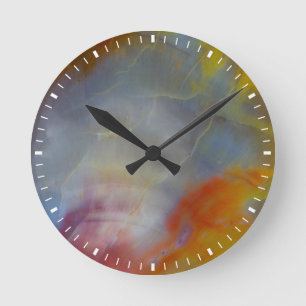 Horloge Ronde Bois Pétrifié Abstrait en gros plan