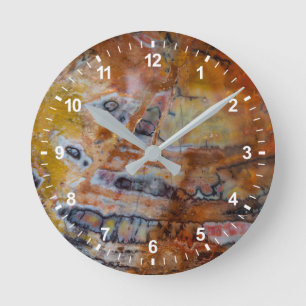 Horloge Ronde Bois Pétrifié Brun