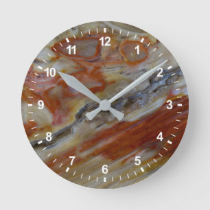 Horloge Ronde Bois pétrifié strié