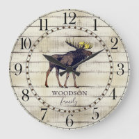 Bois rustique Nom de famille Marcher Moose Grande