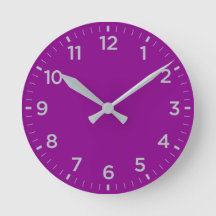 Bold Purple Gray Gloss Minimum Wall Clock