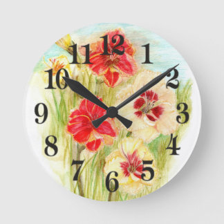 Horloge Ronde Bonbons et Mango Lys de la Journée Orange