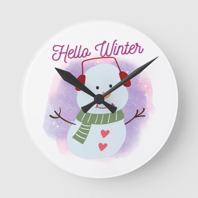 Horloge Ronde bonjour hiver (Recto)