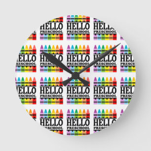 Horloge Ronde Bonjour préscolaire Retour à l'école