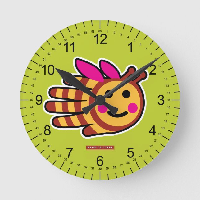Horloge Ronde Bonne abeille au miel aux ailes roses (Recto)
