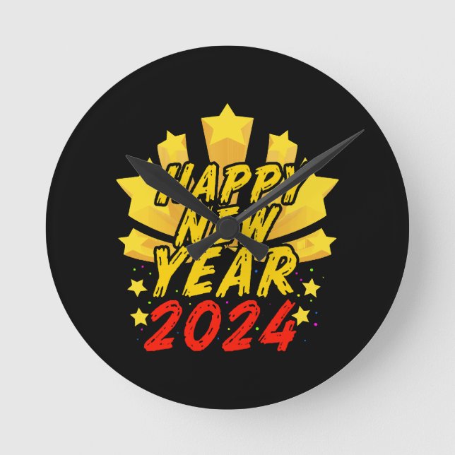 Horloge Ronde Bonne année 2024  (Recto)