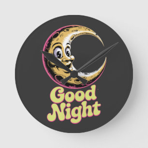 Horloge Ronde Bonne nuit Retro Moon