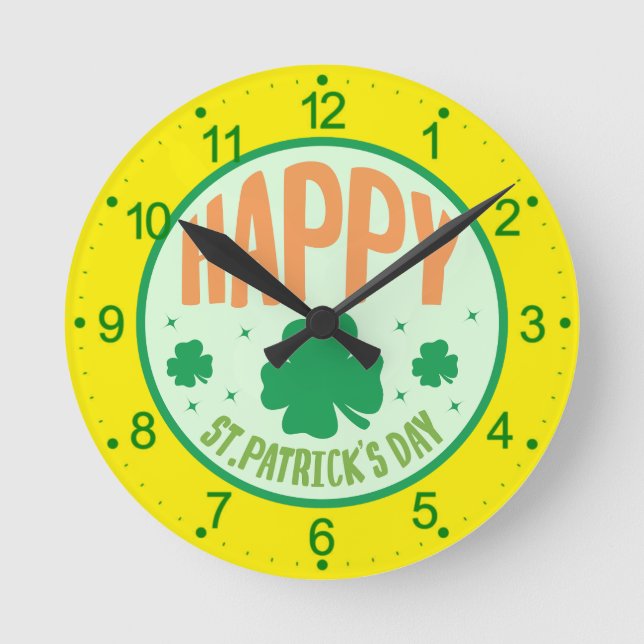 Horloge Ronde Bonne Saint Patrick's Day (Recto)
