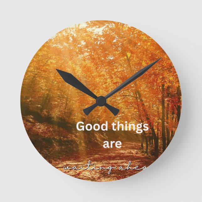 Horloge Ronde Bonnes Choses – Conception de Texte de Forêt au So (Recto)