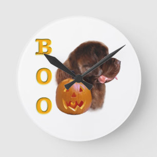 Horloge Ronde BOO Halloween Brown de Terre-Neuve