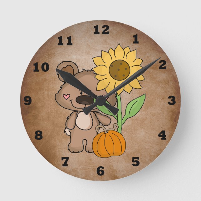 Horloge Ronde Boppy Bear Autumn Wall Clock (Recto)