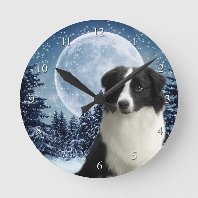 Horloge Ronde Border Collie Clock (Recto)