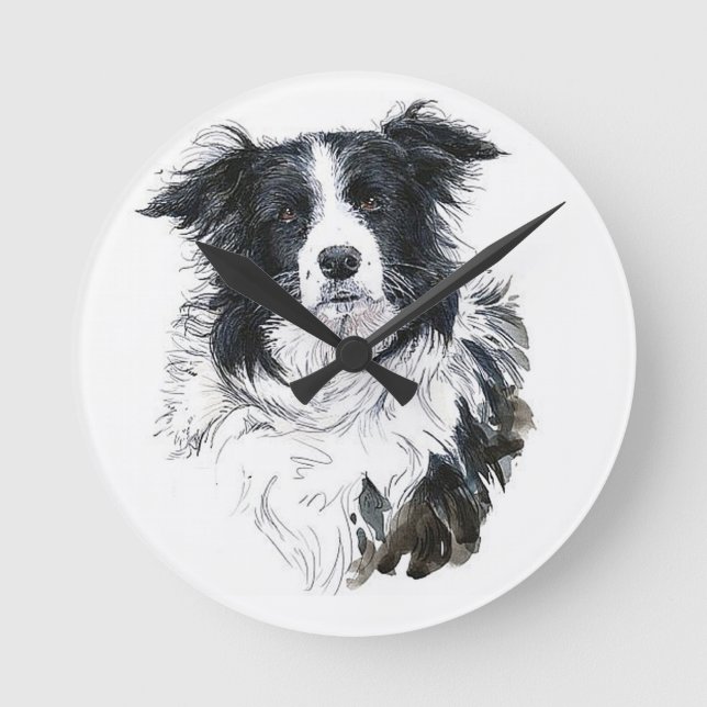 Horloge Ronde Border Collie Clock (Recto)