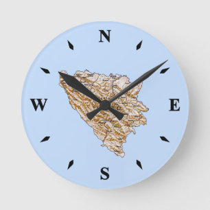 Horloge Ronde Bosnia Herzégovine Map Clock