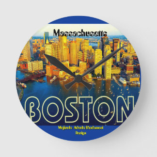 Horloge Ronde boston 2, Massachusetts - Personnalisé
