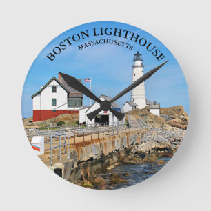 Horloge Ronde Boston Lighthouse, Massachusetts Round Wall Clock