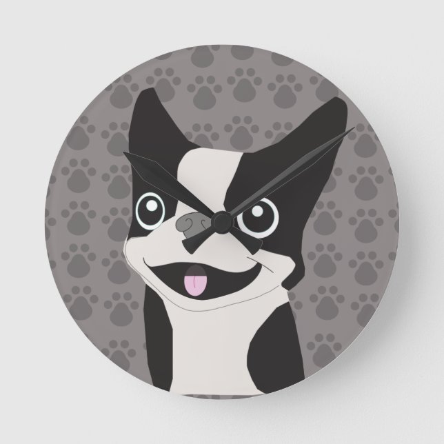Horloge Ronde Boston Terrier (Recto)