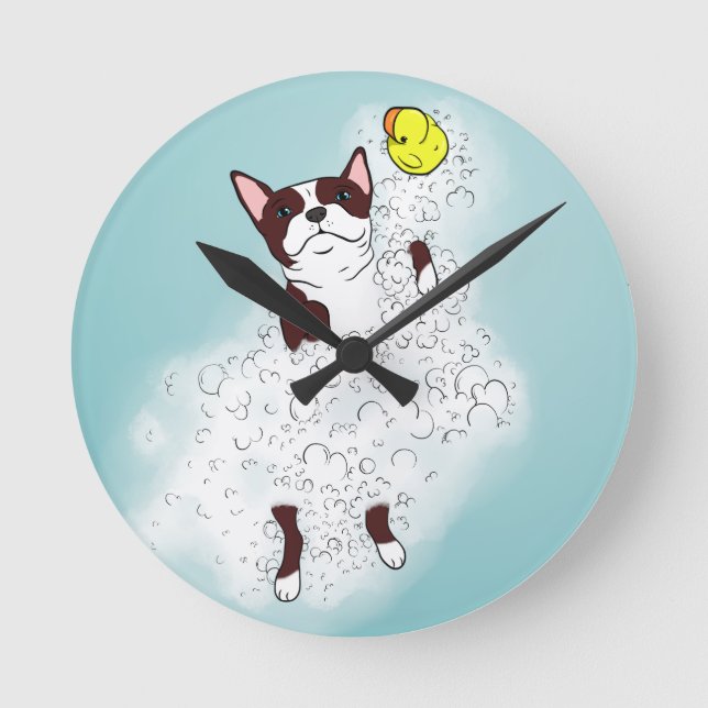 Horloge Ronde Boston Terrier Bath (Recto)