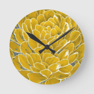 Horloge Ronde botanique à fleurs jaunes