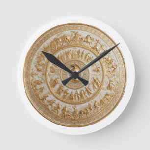 Horloge Ronde Bouclier d'Achille en porcelaine de style antique
