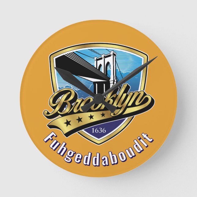 Horloge Ronde Bouclier de Brooklyn et design Swoosh (Recto)