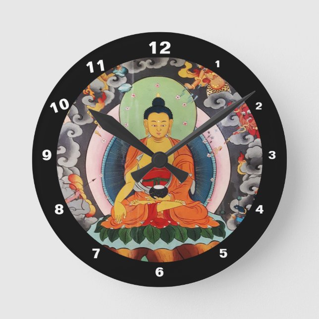 Horloge Ronde Bouddha Shakyamuni, Lumières, Himalaya Népal (Recto)