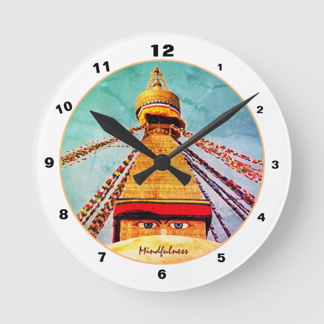 Horloge Ronde Boudhanath Stupa, Boudha Eyes, Himalayas, Népal (Recto)