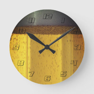 Horloge Ronde Boue de bière avec bulles et mousse