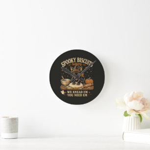 Horloge Ronde Boulangerie de biscuits effrayants Black Cat Hallo
