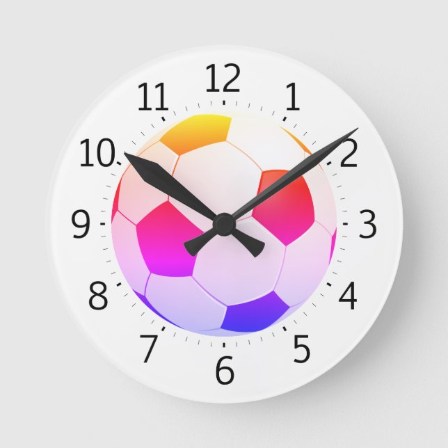 Horloge Ronde Boule de football colorée | Cadeaux Cool (Recto)