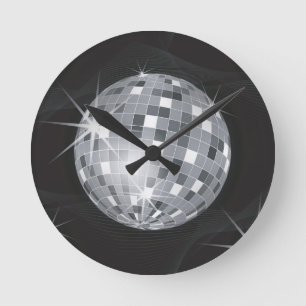 Horloge Ronde boule disco argent