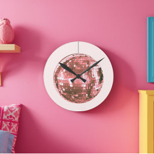 Horloge Ronde Boule Disco Rose, Accessoire Fille, Mignonne