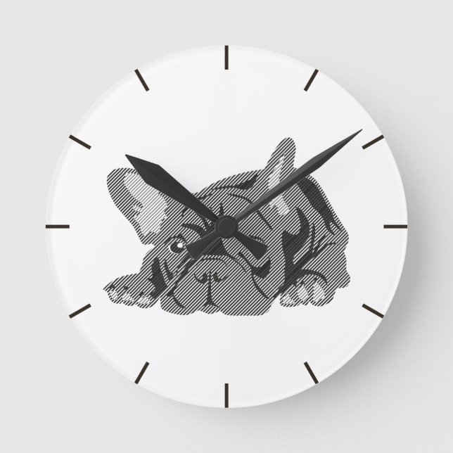 Horloge Ronde Bouledogue de lignes (Recto)