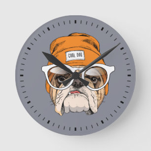 Horloge Ronde Bouledogue frais de hippie