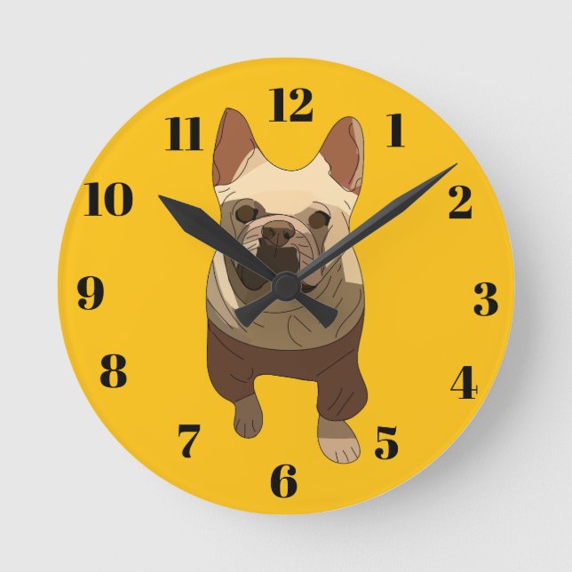 Horloge Ronde Bouledogue Français (Recto)