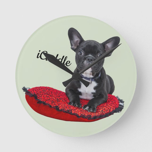 Horloge Ronde Bouledogue français d'iCuddle adorable (Recto)