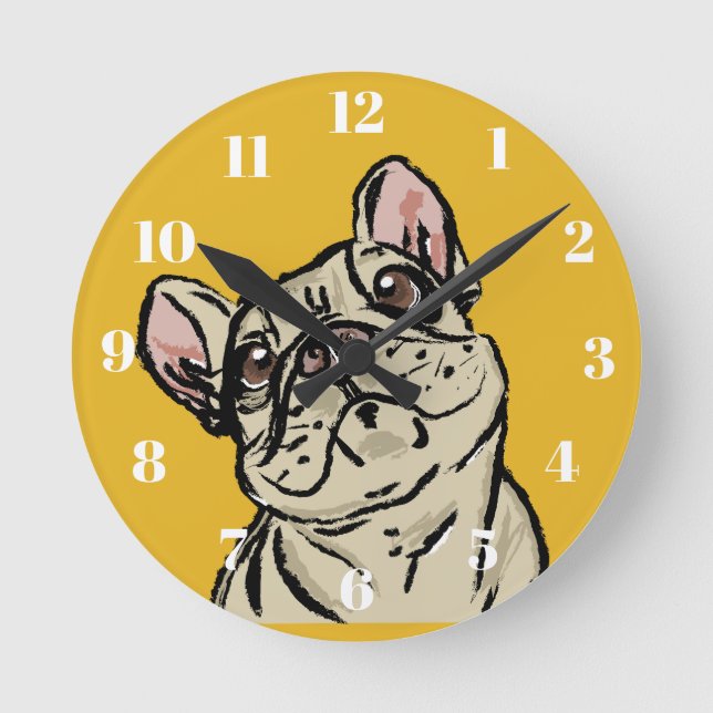 Horloge Ronde Bouledogue français graffiti (Recto)