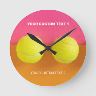 Horloge Ronde Boules de tennis de texte personnalisées