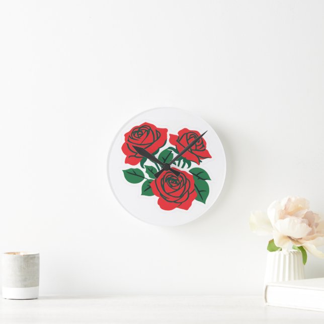 Horloge Ronde Bouquet de roses (Maison)