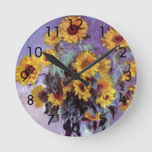 Horloge Ronde Bouquet de tournesols par Claude Monet, Art vintag
