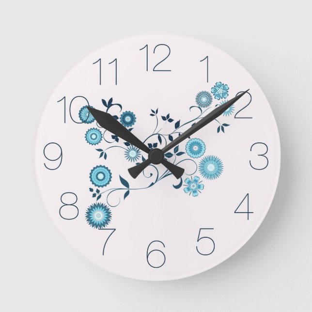 Horloge Ronde Bouquet floral Blue Delft (Recto)