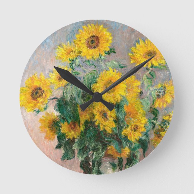 Horloge Ronde Bouquet of Sunflowers by Monet Impressionist (Recto)