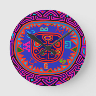 Horloge Ronde Boussole Mola Indienne Kuna