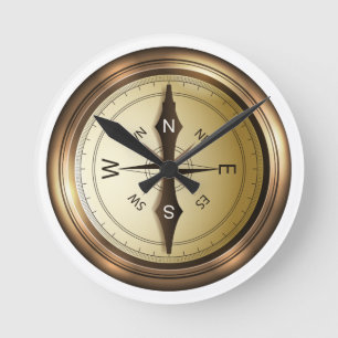 Horloge Ronde boussole nord sud est ouest